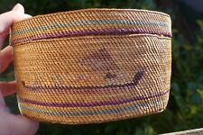 Antique Large  NUU-CHAH-NULTH (Nootka) Native Hand Woven Basket With Lid picture