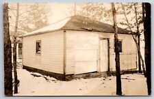 RPPC Old Box-Shaped,Remodeled Shed or Garage w/Hip Roof~Behind Home in Snow~1910 picture