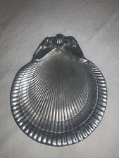 Vtg. 1978 Silver Pewter Seahorse seashell shaped trinket plate picture