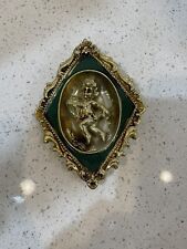 Old Guilded Enameled Cherub Diamond Shape Vintage/Antique Wall Hanging picture