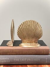 Vintage Solid Brass Sea Shell Bookends picture
