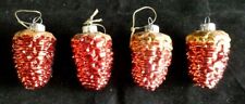 LOT 624-G VINTAGE SET OF 4 RED PINECONE CHRISTMAS ORNAMENTS WITH GOLD ACCENTS   picture