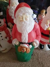 Vintage Empire Blow Mold Lighted Christmas Santa Claus Dog In Toy Sack 44