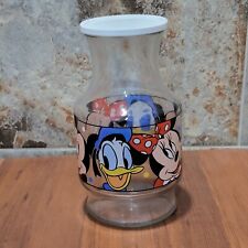 VTG Walt Disney Mickey Minnie Donald Glass Juice Carafe Jar Pitcher Decanter picture