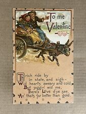 Postcard Valentine Raphael Tuck Leatherette Poem Couple Donkey Vintage 1907 UDB picture