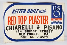 1958 United States Gypsum Red Top Plaster Sign Advertising 22x36 Old Forge PA picture