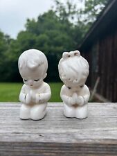antique vintage boy and girl praying ceramic porcelain salt and pepper shakers picture