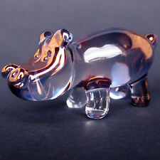 Hippo Hippopotamus Figurine Hand Blown Glass Crystal   picture