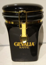 Gevalia Kaffe Coffee Canister Jar Black & Gold Ceramic 7