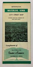 1957-1958 CITY OF WATERLOO, IOWA FOLDING PAPER MAP ~ CHAMBER OF COMMERCE ISSUE picture