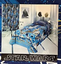 Vintage 1970s Star Wars Fabric Twin Bedding Flat Sheet ONLY Bibb Co Blue R2-D2 picture