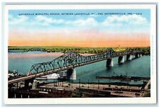 c1940's Louisville Municipal Bridge Between IN & Louisville Kentucky KY Postcard picture