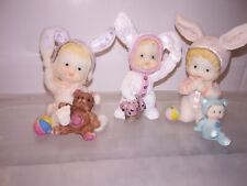Baby Easter Rabbit Bunny Costume Resin 3 in Figurine Ear has been repaired wear picture