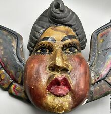 Mexican Folk Art Winged Angel Carved Wood Wing Fat Cheeks Cacheton 18