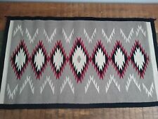 vintage Navajo rug weaving blanket used US authentic vtg old wool black red gray picture