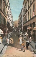Vintage Postcard Alger La Rue Randon Street View Commercial District Algeria picture