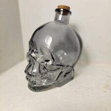 Halloween Clear Glass Skull Shaped Bottle w/Cork Stopper  picture