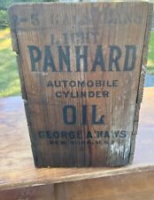 VINTAGE PANHARD AUTOMOBILE CYLINDER WOOD OIL CASE-GEORGE HAWS picture