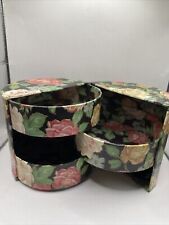 Round Floral Nesting Box 3 Compartments VTG picture