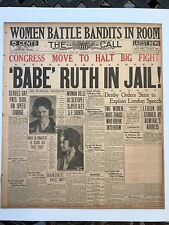 Babe Ruth In Jail 1921 Banner Headline Newspaper Baseball NY Yankees See picture