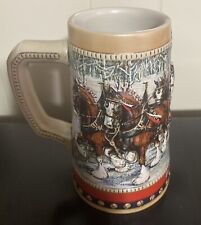 Anheuser Busch  Budweiser 1988 Christmas Holiday Beer Stein Clydesdales Mug picture