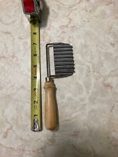 Vintage Crinkle Cut Slicer Stainless Vegetable Fries Cheese Cutter Wood Handle picture