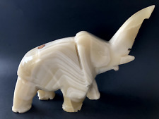 Huge Hand Carved White Onyx Elephant Figurine 10