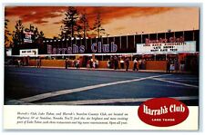 c1950's Harrah's Club Restaurant Crowd On Entrance Lake Tahoe Nevada NV Postcard picture