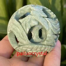 Natural Green Jade Exquisite Carved Sphere Quartz Crystal Ball Gem Care 50mm+ picture