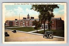 Portland ME-Maine, New Deering High School, Antique, Vintage Souvenir Postcard picture