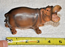 Vintage Hippopotamus Open Mouth Brown Ceramic Glazed Figure picture