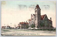 Jamestown North Dakota~Stutsman County Court House & Jail~Homes Down Street~1908 picture