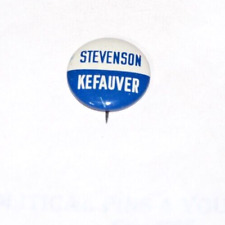1956 ADLAI STEVENSON ESTES KEFAUVER campaign pin pinback button badge political  picture