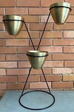 Vintage Metal Gold Bullet Cone Planter Stand Mid Century MCM Modern Atomic 50s picture