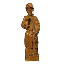Vintage Smiling Friar Monk Carving Single Piece of Wood Chalice Beer Wine 15