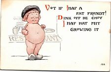 Postcard Dutch boy fat Vot if I haf a fat frondt picture