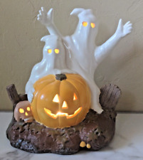 Vintage Scioto Molds Ceramic 1979  Ghosts w/ Pumpkin Halloween Decor Spooky 11” picture