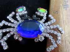 XL Collectable  Czech Vintage Style  Glass Rhinestone Button    Blue Crab picture