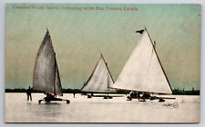 Vintage Canada Postcard Iceboating On The Bay Toronto Posted Dec. 13, 1909 picture