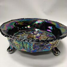 Carnival Glass FOOTED BUTTERFLY BOWL with Berry Pattern - NEW in Vintage Style picture