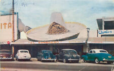 Mexico Tijuana El Sombrero Colorful shops autos Roberts1954 Postcard 22-10615 picture