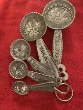 Vintage Pewter Sunflower Measuring Spoons picture