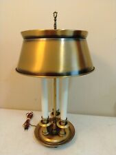 Vintage French Bouillotte 3-Way Candlestick Brass Table Lamp Metal Shade picture