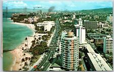 1974 Looking Ewa at Kalakaua Avenue Waikiki & Kuhio Beaches Hawaii HI Postcard picture