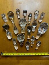 Vintage Antique Glass Crystal Bottle Decanter Corks Stoppers Tops Lot Of 17 picture