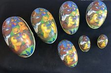1950s Vintage Paper Mache Easter Egg Candy Containers Stacking Set Of 7-Chicks picture