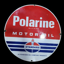 STANDARD POLARINE PORCELAIN ENAMEL SIGN 30X30 INCHES DOUBLE SIDED picture