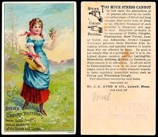 AYER’S CHERRY PECTORAL VICTORIAN-ERA TRADE CARD  VICTORIAN GIRL PICKING CHERRIES picture