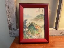 Vtg.Asian Home And Mountain Range and Waterfall Picture Made in Thailand picture