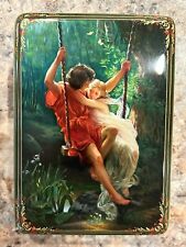 Authentic Fedoskino Russian Hand Painted Lacquer Box “Swings” Sedov picture
